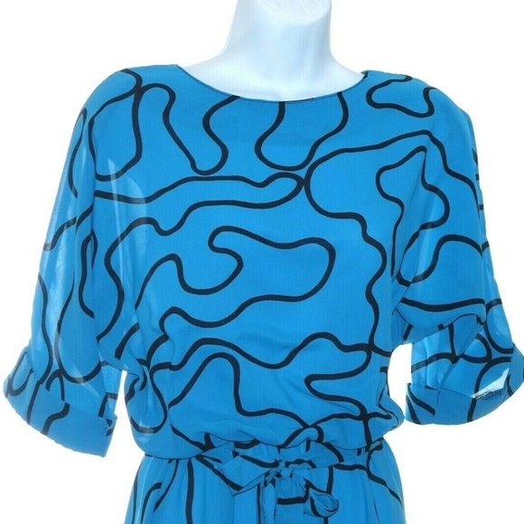 Vintage Miss Oops Dresses & Skirts - Vintage Miss Oops Blue Dress with Black Design